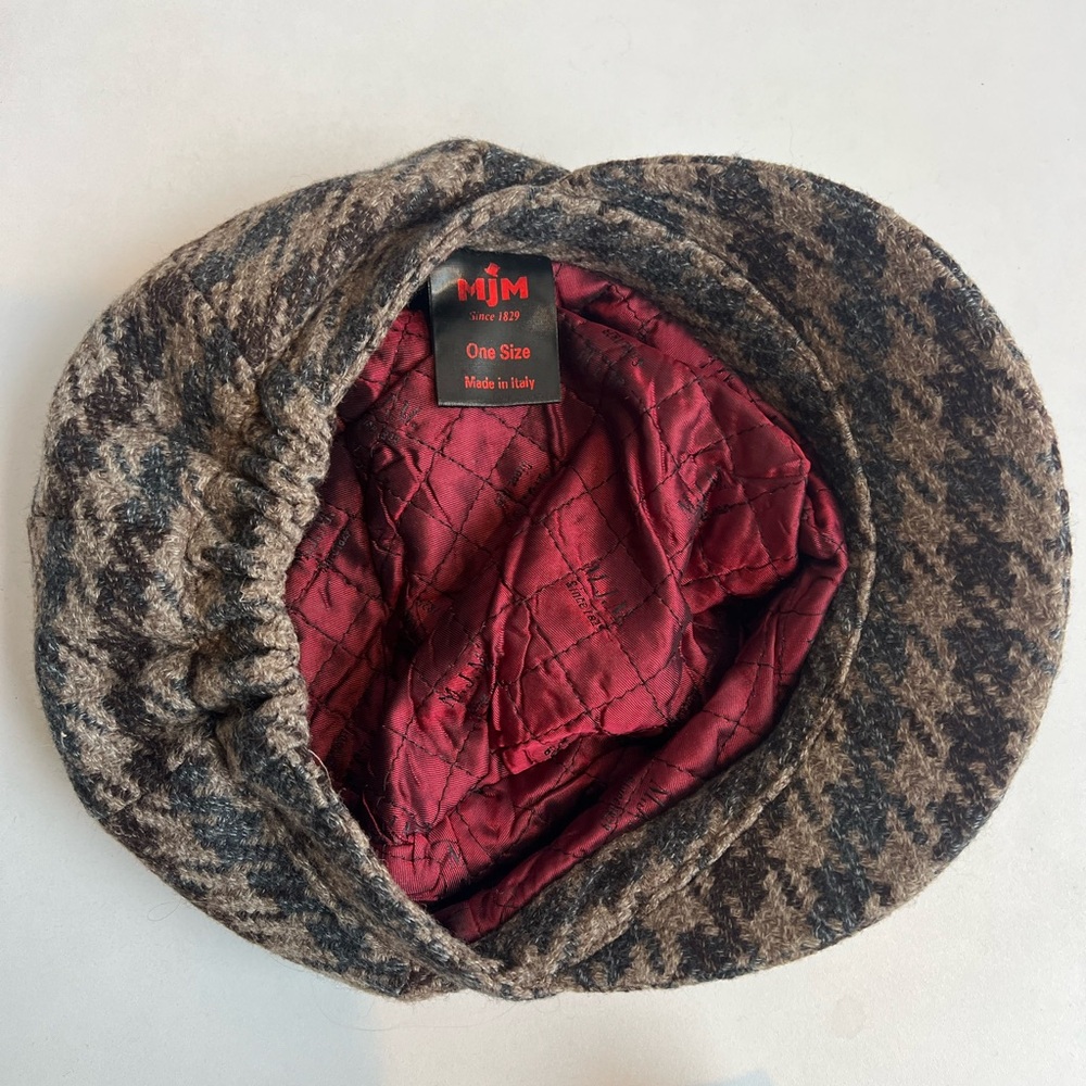 MJM Since 1829 Italian Virgin‎ Wool Houndstooth Newsboy Cap - Picture 8 of 10